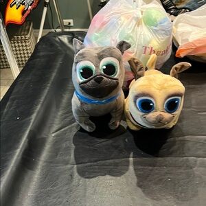 Gray and Tan Plush Dog Toys